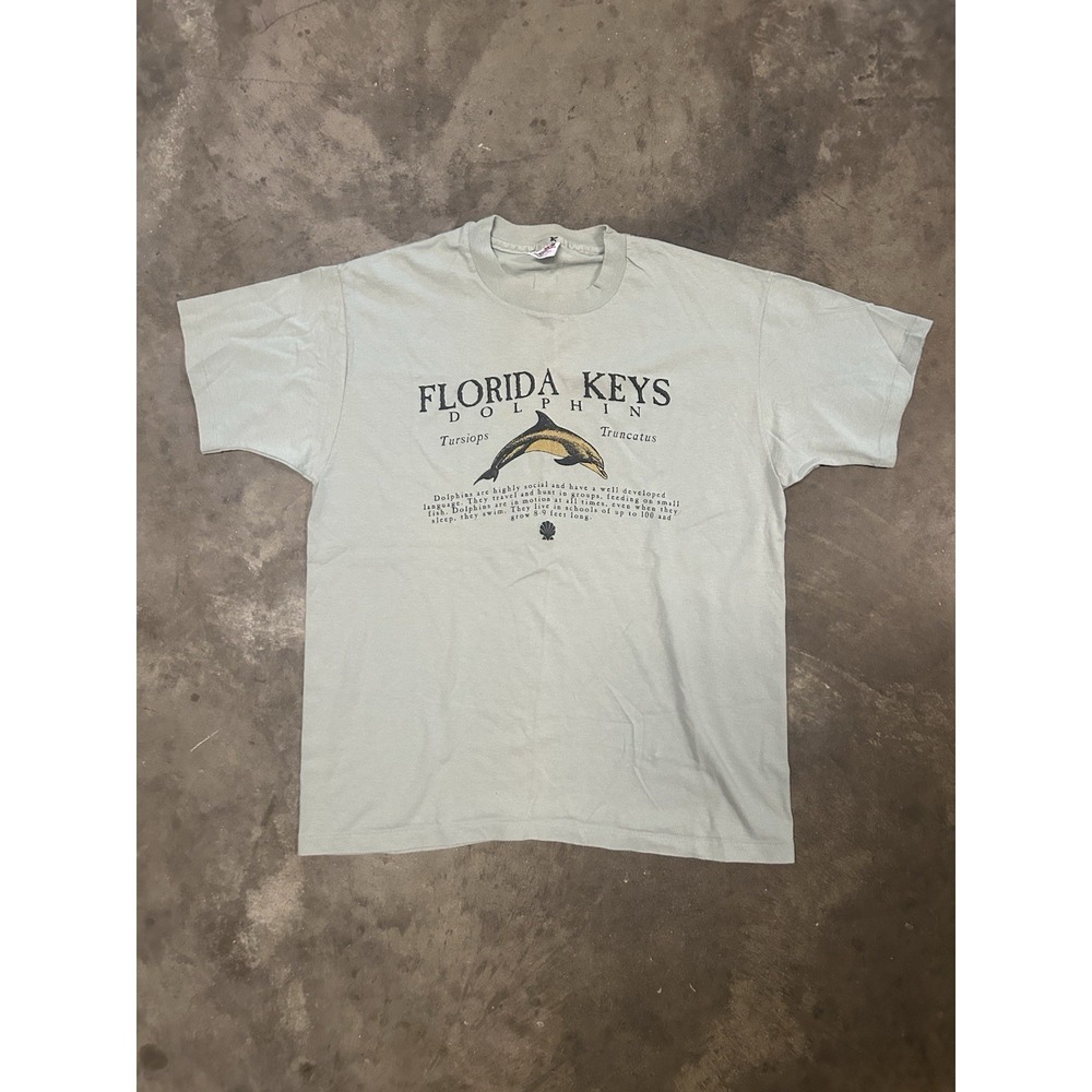 VTG 90s Florida Keys Dolphins Vacation T-Shirt XL‎ Single Stitch
